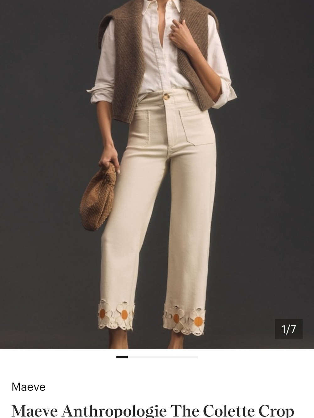 Maeve Anthropologie The Colette Crop Wide Leg Pant Floral Eyelet Trim